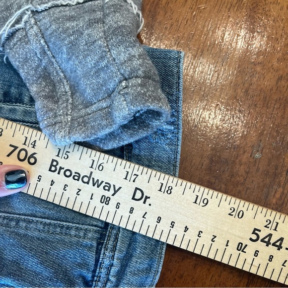 Free People distressed denim gray sleeve and hood jacket size xs - Picture 7 of 9